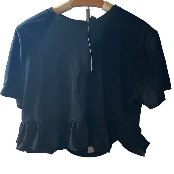 Wild Fable Women's Black Short Sleeve Cropped Peplum T-Shirt - Size Small - NWT - Picture 3 of 9